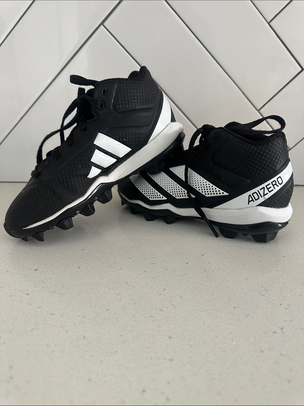 adidas Adizero Kids Black and White Football Cleats